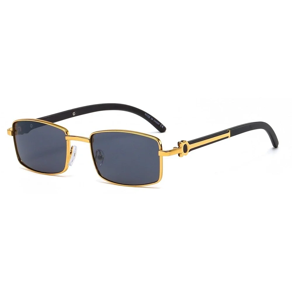 Mens Gold Frame Rectangle Sunglasses Fashion Modern Style Sun Glasses Shades New